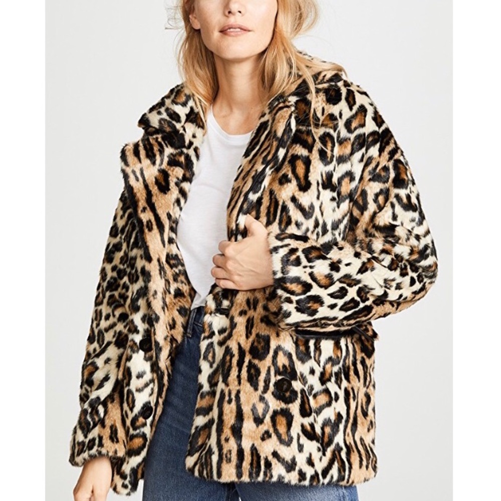 NWT Free People Leopard Faux Fur Coat